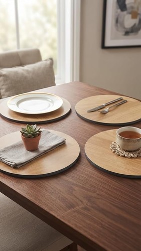 4pc round natural wood oak - 4pc,