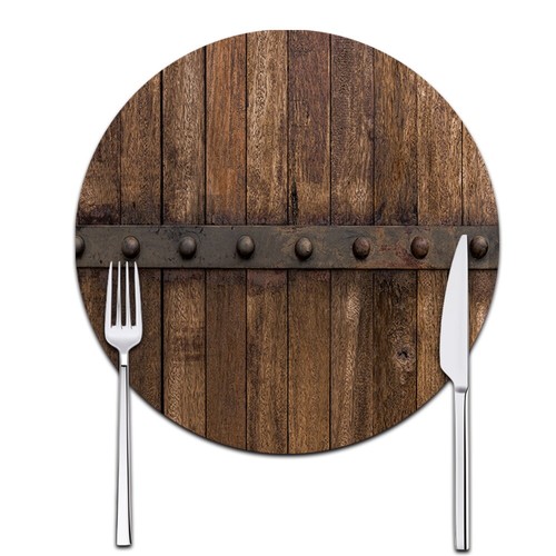 Pcs wood leather placemats - 1,